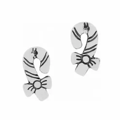 Brighton Christmas Candy Cane Mini Post Earrings Silver-Red Fashion
