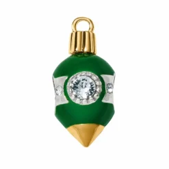 Brighton Christmas Ornament Bead Gold-Green Hot