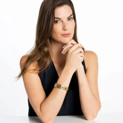 Brighton Christo Maui Slim Cuff Bracelet Set Gold-Chocolate Hot