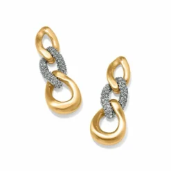 Brighton Cleo Pave Link Post Drop Earrings New