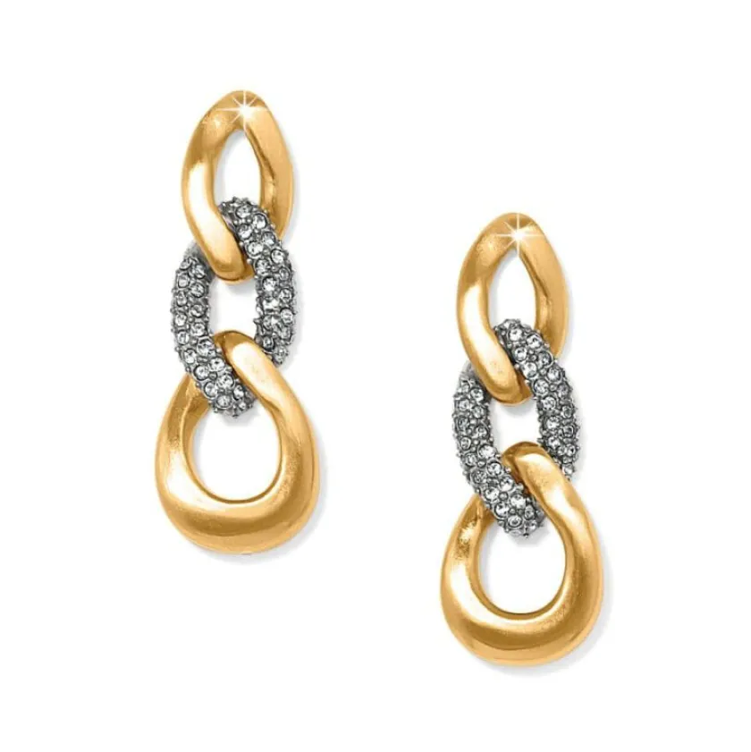 Brighton Cleo Pave Link Post Drop Earrings New
