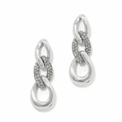 Brighton Cleo Pave Link Post Drop Earrings New