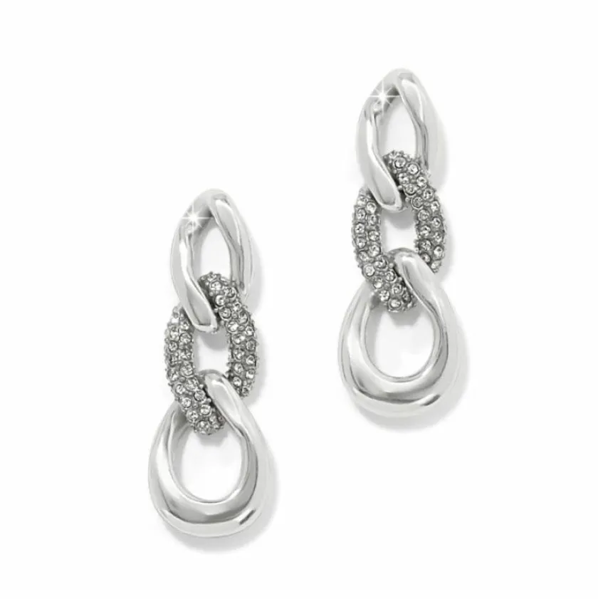 Brighton Cleo Pave Link Post Drop Earrings New