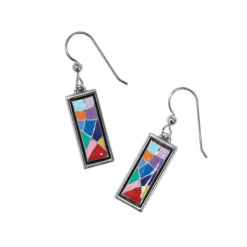 Brighton Colormix Block French Wire Earrings Silver-Multi Clearance
