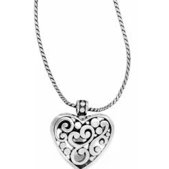 Brighton Contempo Heart Badge Clip Necklace Silver Discount