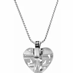 Brighton Contempo Heart Badge Clip Necklace Silver Discount