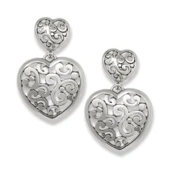 Brighton Contempo Heart Double Post Drop Earrings Silver Sale