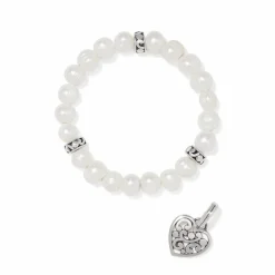 Brighton Contempo Heart Pearl Stretch Bracelet Silver-Pearl Fashion