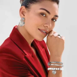 Brighton Contempo Heart Pearl Stretch Bracelet Silver-Pearl Fashion