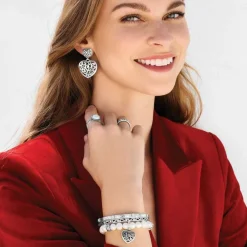 Brighton Contempo Heart Pearl Stretch Bracelet Silver-Pearl Fashion