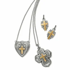 Brighton Crossroads Heart Necklace Silver-Gold New