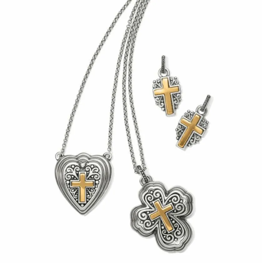 Brighton Crossroads Heart Necklace Silver-Gold New