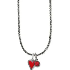 Brighton Dazzling Love Red Heart Charm Necklace Silver-Red Best