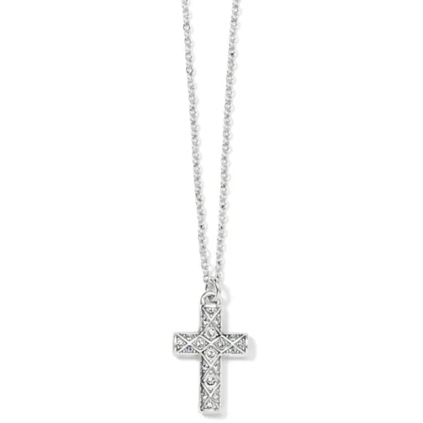 Brighton Diamond Cross Necklace Silver Discount