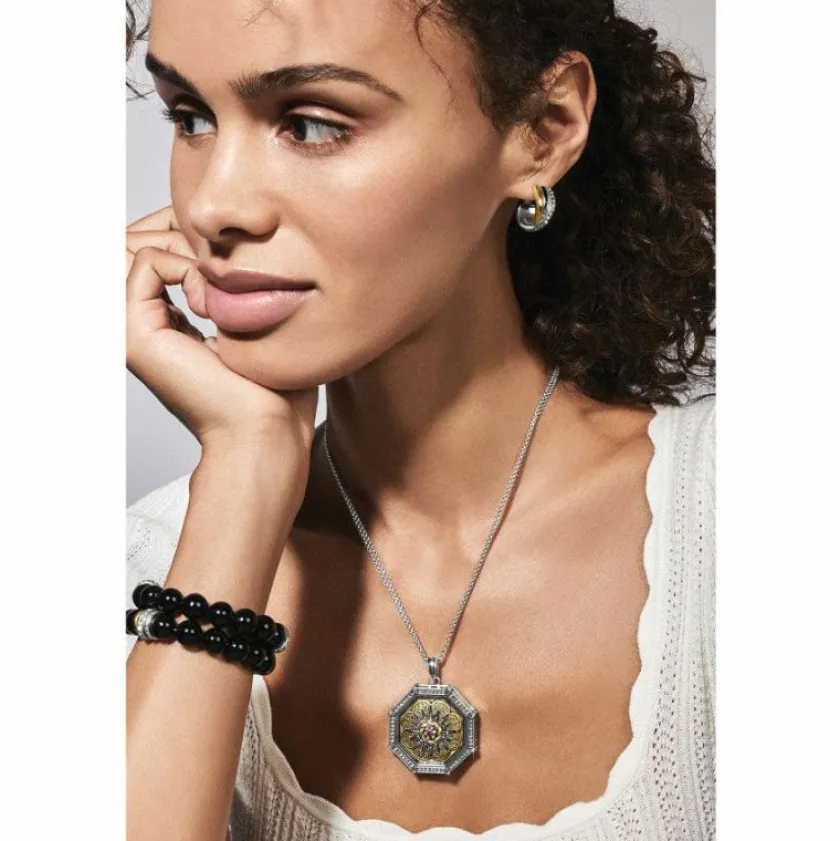 Brighton Dynasty Convertible Locket Necklace Silver-Gold Discount