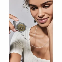 Brighton Dynasty Convertible Locket Necklace Silver-Gold Discount