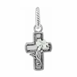 Brighton Easter Lily Cross Charm Silver-White Discount