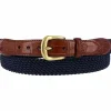 Brighton Elastic Cord Croco Tab Taper Belt Navy Best
