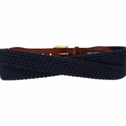 Brighton Elastic Cord Croco Tab Taper Belt Navy Best