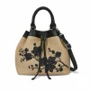 Brighton Elise Embroidered Drawstring Bag Black-Natural Fashion