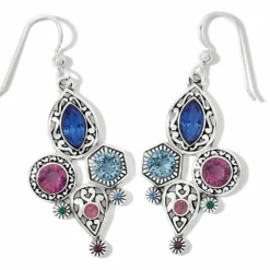 Brighton Elora Gems Cubist French Wire Earrings Silver-Multi New