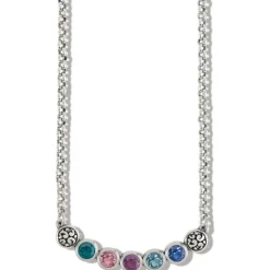 Brighton Elora Gems Dots Curve Necklace Silver-Multi Hot