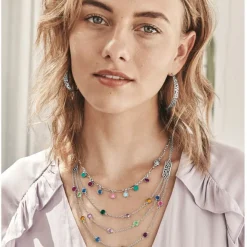 Brighton Elora Gems Drops Long Necklace Silver-Multi Best