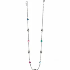 Brighton Elora Gems Drops Short Necklace Silver-Multi Clearance