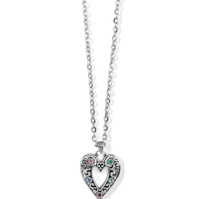 Brighton Elora Gems Large Heart Necklace Silver-Multi Sale
