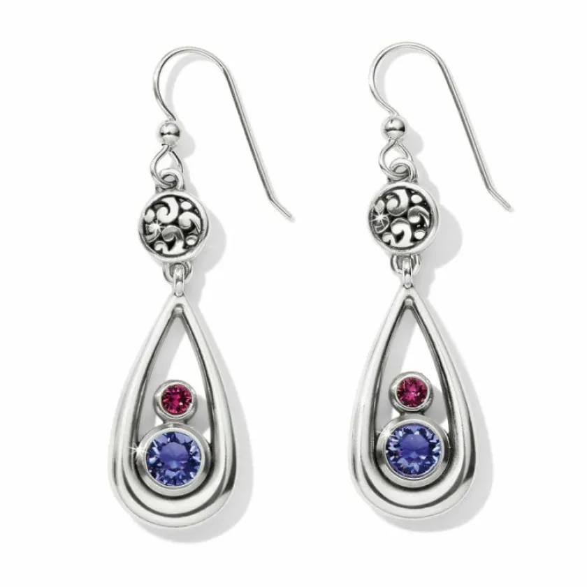 Brighton Elora Gems Teardrop French Wire Earrings Tanzanite-Amethyst Clearance