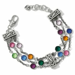 Brighton Elora Gems Tri Strand Bracelet Silver-Multi Outlet
