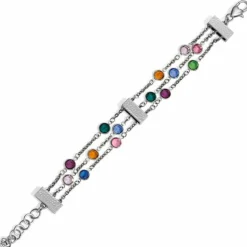 Brighton Elora Gems Tri Strand Bracelet Silver-Multi Outlet