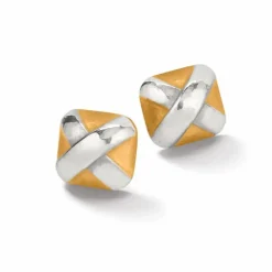 Brighton Entrata Square Post Earrings Silver-Gold Best