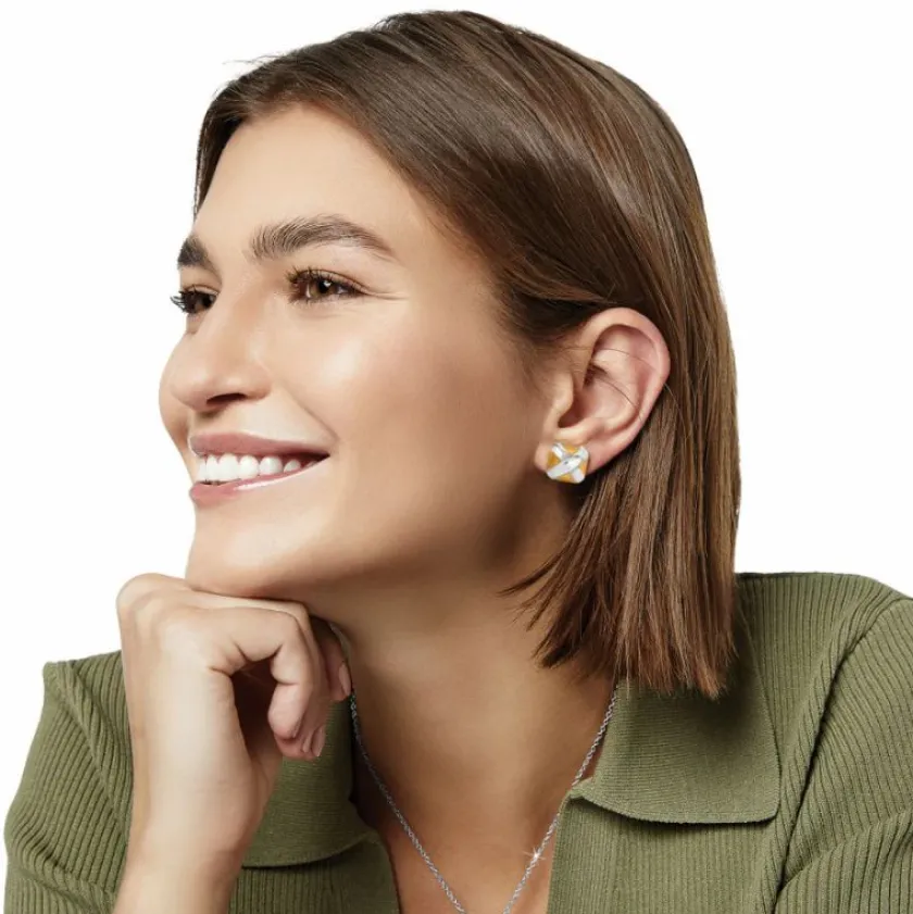 Brighton Entrata Square Post Earrings Silver-Gold Best