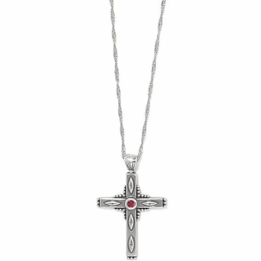 Brighton Eternal Cross Necklace Silver-Red Discount
