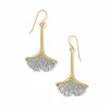 Brighton Everbloom Ginkgo French Wire Earrings Silver-Gold Fashion