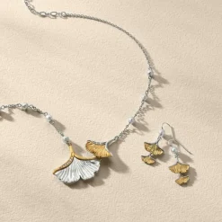 Brighton Everbloom Ginko Pearl Necklace Silver-Gold Clearance
