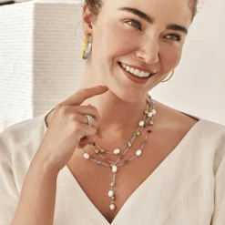 Brighton Eye Candy Pearl Long Necklace Silver-Pearl Sale