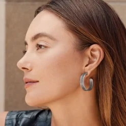 Brighton Ferrara Siena Large Hoop Earrings Silver Fashion