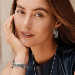 Brighton Ferrara Siena Large Hoop Earrings Silver Fashion