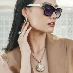Brighton Ferrara Two Tone Luce Large Pendant Necklace Silver-Gold Sale