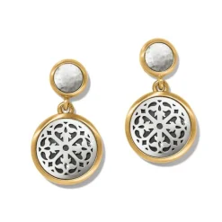 Brighton Ferrara Two Tone Luce Post Drop Earrings Silver-Gold Discount