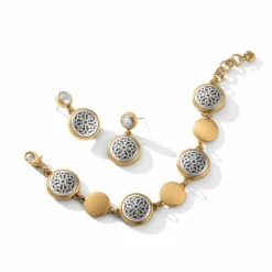 Brighton Ferrara Two Tone Luce Post Drop Earrings Silver-Gold Discount