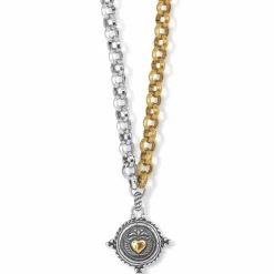 Brighton Ferrara Virtue Winged Heart Statement Necklace Silver-Gold Online