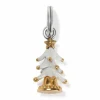 Brighton Flocked Christmas Tree Charm Gold-White Discount