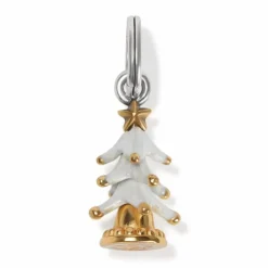 Brighton Flocked Christmas Tree Charm Gold-White Discount