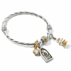 Brighton Flocked Christmas Tree Charm Gold-White Discount