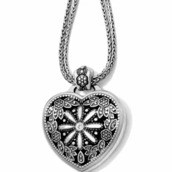 Brighton Floral Heart Locket Necklace Silver Online