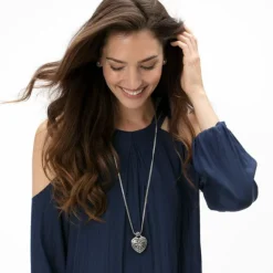 Brighton Floral Heart Locket Necklace Silver Online