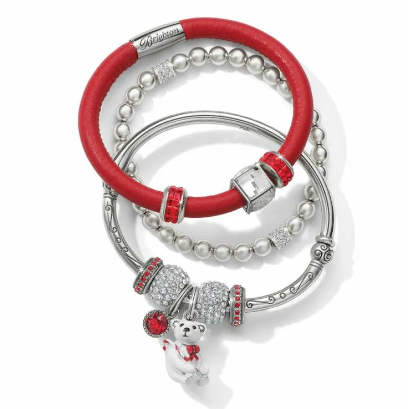 Brighton Frosty Christmas Bear Charm Silver-White Hot